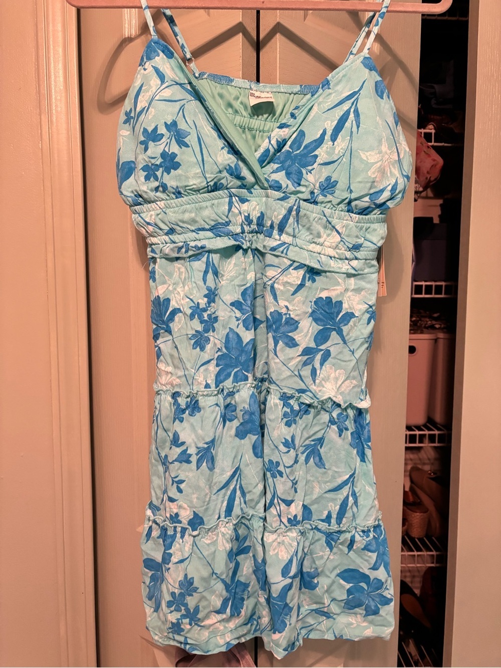 No Boundaries Light Blue and Blue Floral Midi Dress